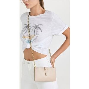 Madewell Cream Leather Crossbody with Gold Chain Strap
